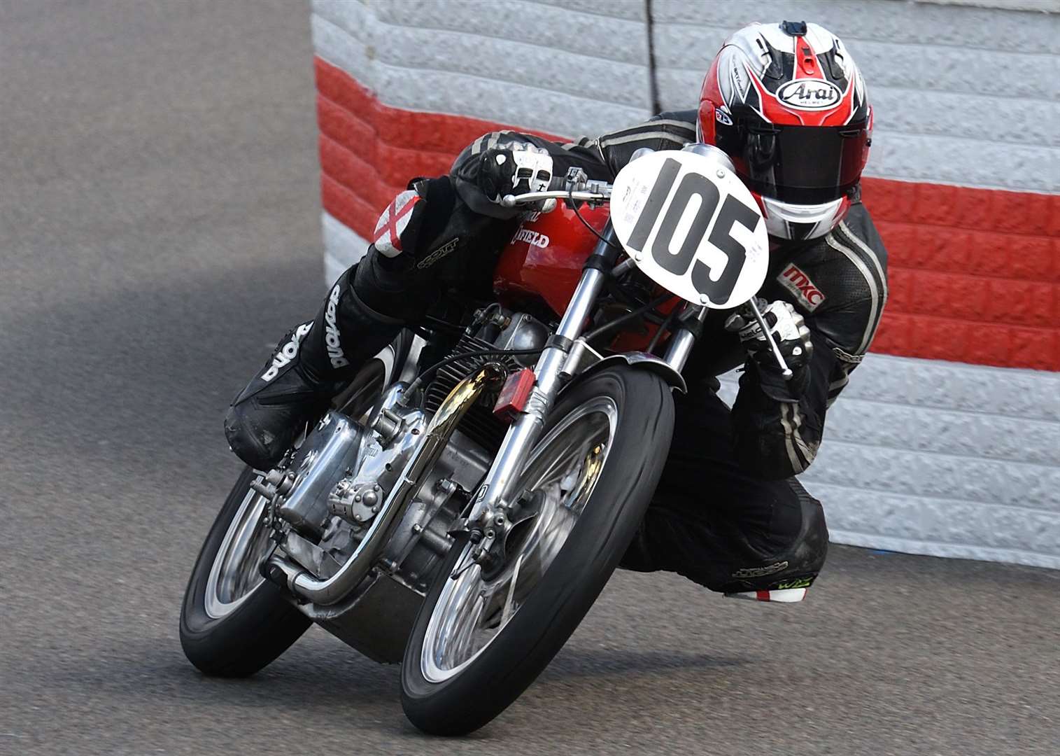 Maidstone's Scott Smart finished sixth overall in the two Barry Sheene Memorial Trophy races, riding a 1954 Royal Enfield Meteor. Picture: Simon Hildrew