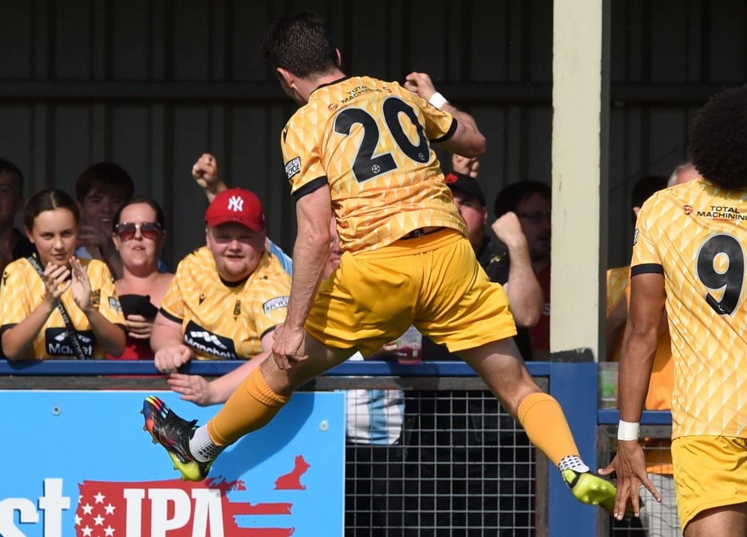 Conor Kelly (No.20) celebrates his opener in Maidstone’s win at Chippenham. Picture: Steve Terrell