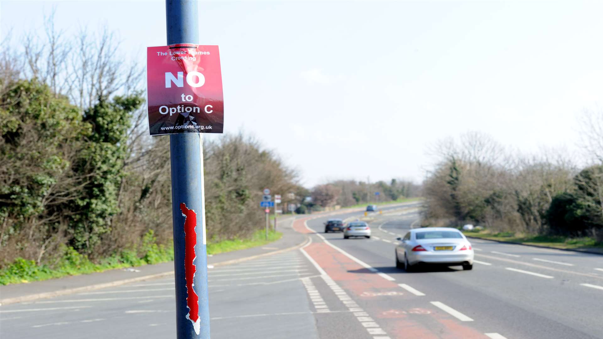 Some of the numerous No to Option C signs still stand near the proposed route
