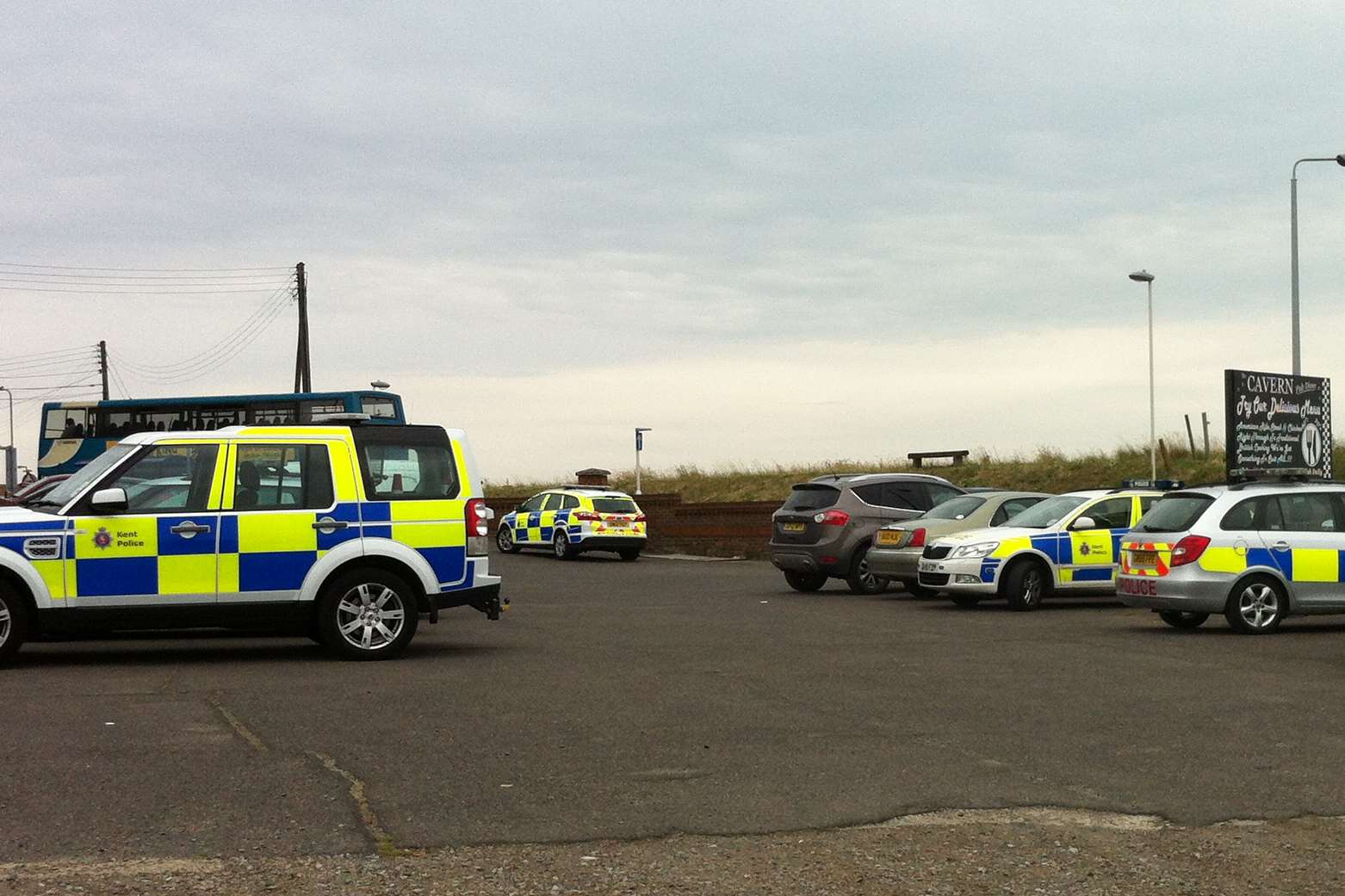 Several police cars and forensics officers were spotted at the scene