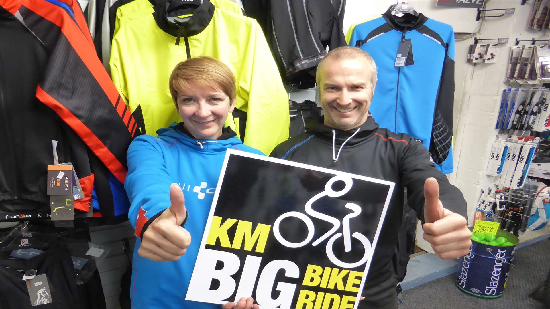 Andy Croucher and Michele Newing of Locks of Sandwich. The cycle specialist is playing a key role is staging the KM Big Bike Ride.