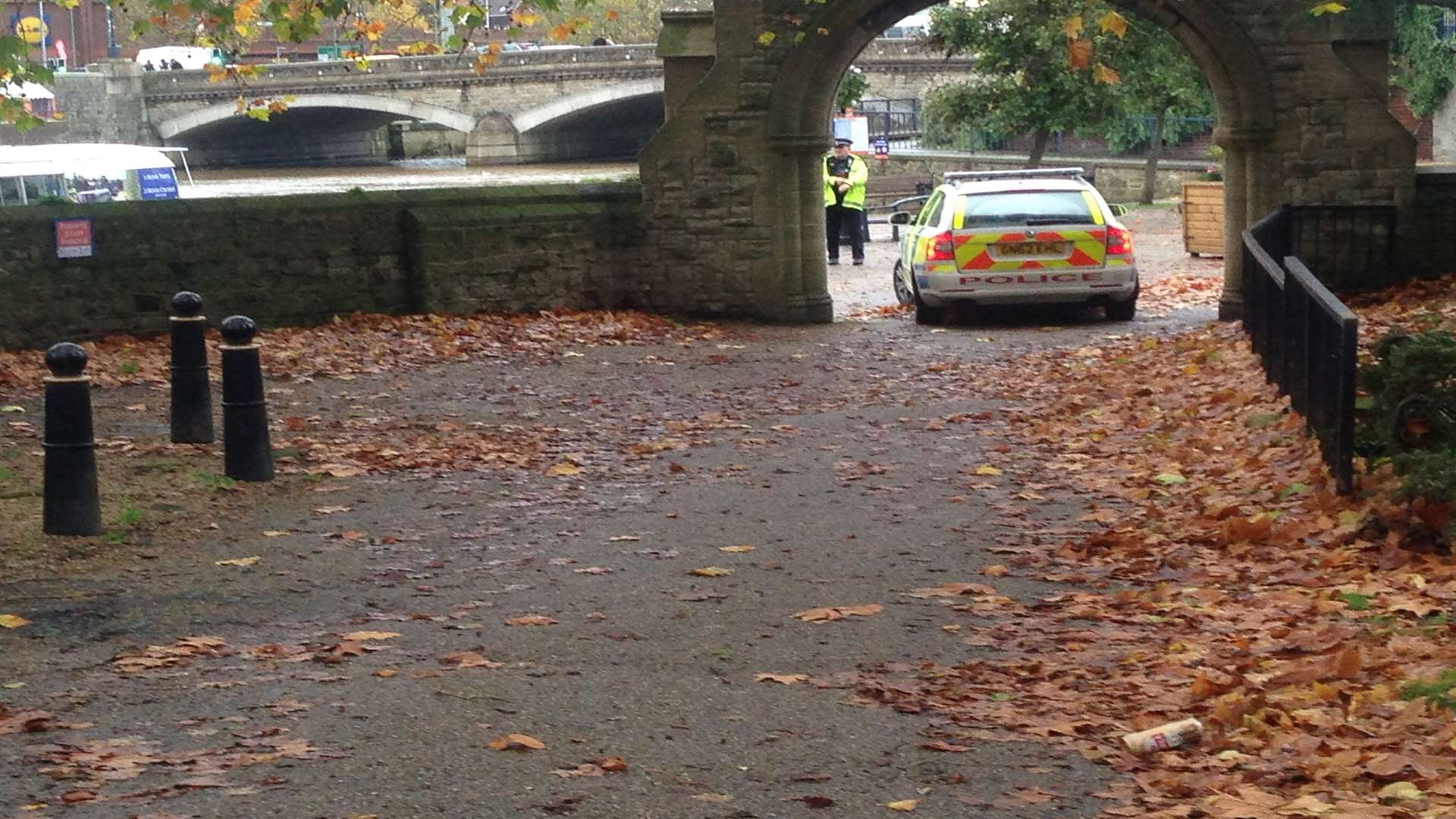 Parts of the river's edge were sealed off by police