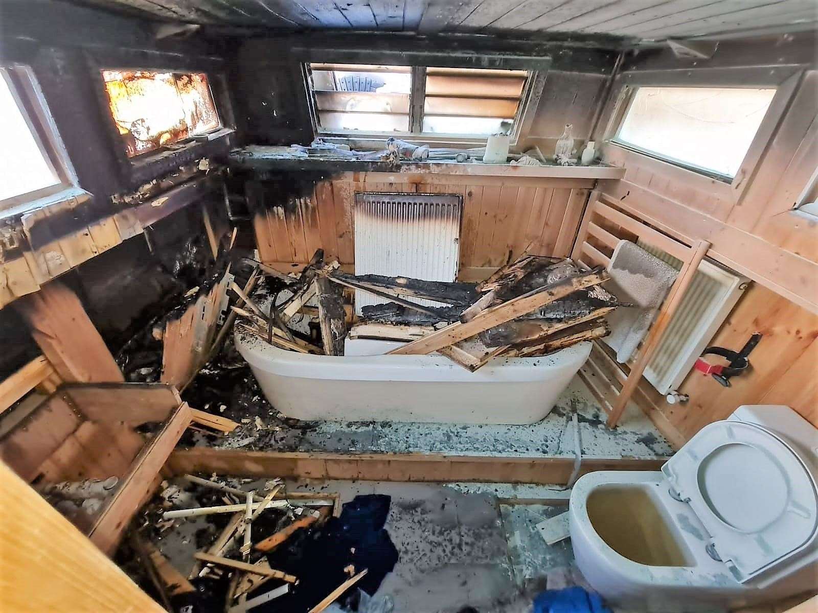 The boat was severely damaged in the fire. Picture: Sheerness RNLI (55840212)