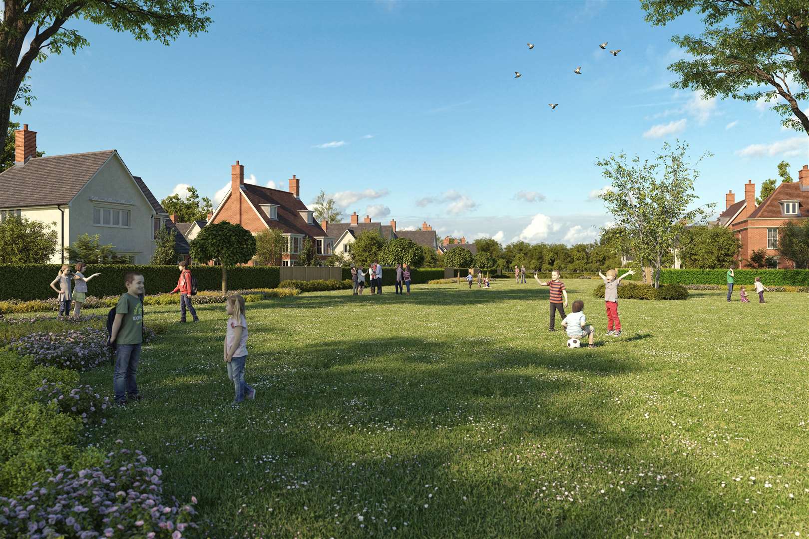 Green spaces have been highlighted throughout the scheme