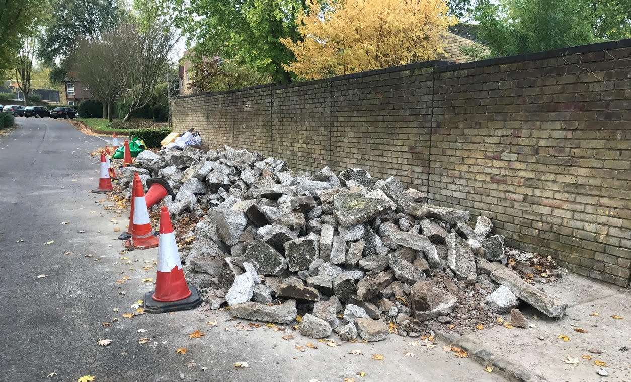 Teenagers used rubble left by builders to damage a car in Knights Croft New Ash Green.