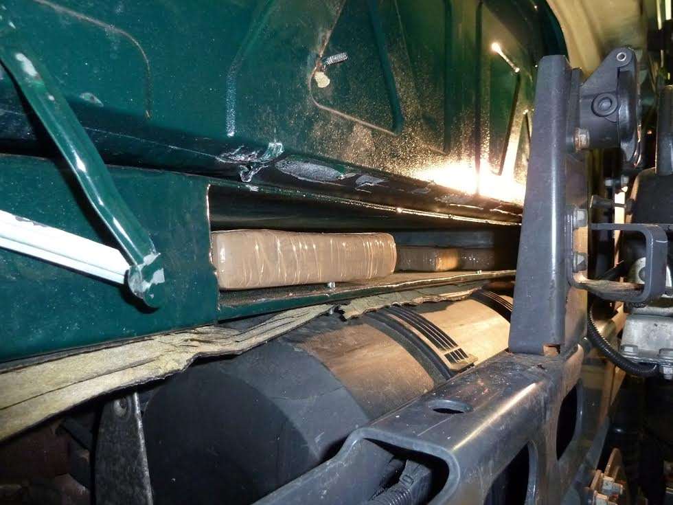Twenty-nine packages were found in a hidden concealment inside the lorry
