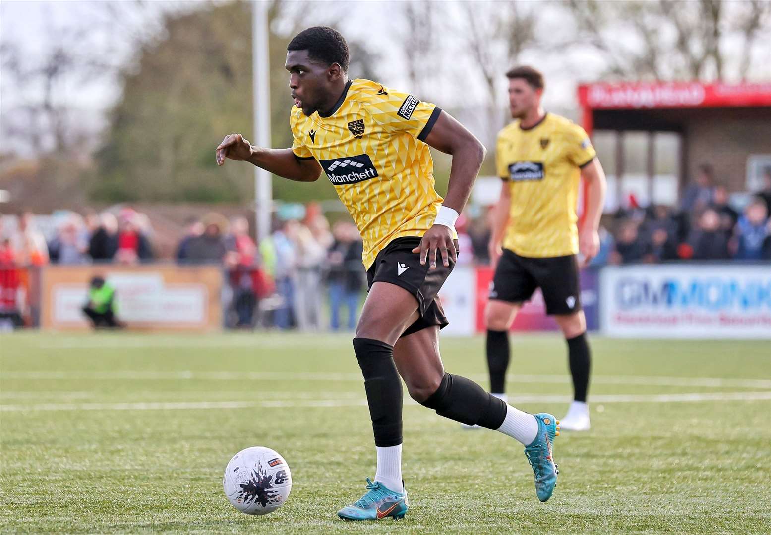 On-loan Watford teenager Michael Adu-Poku in action on his Maidstone debut. Picture: Helen Cooper