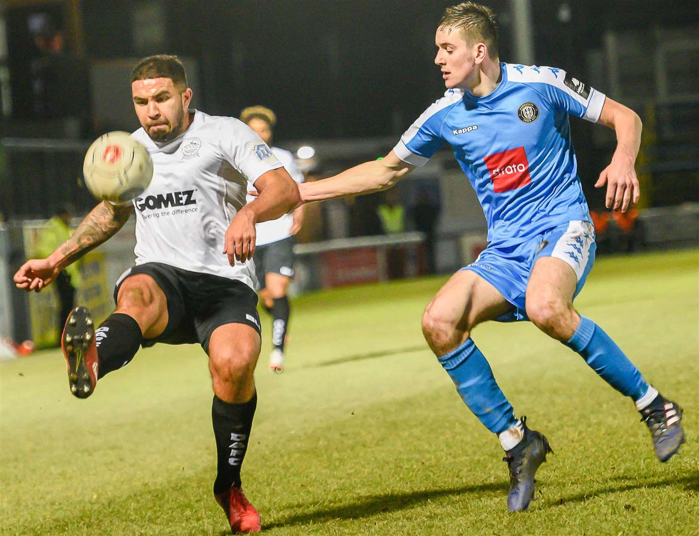 Dover midfielder Jai Reason brings the ball under control Picture: Alan Langley