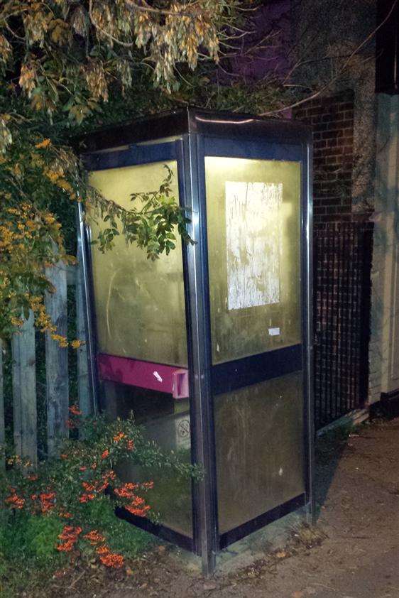 The grubby phonebox in Main Road, Queenborough
