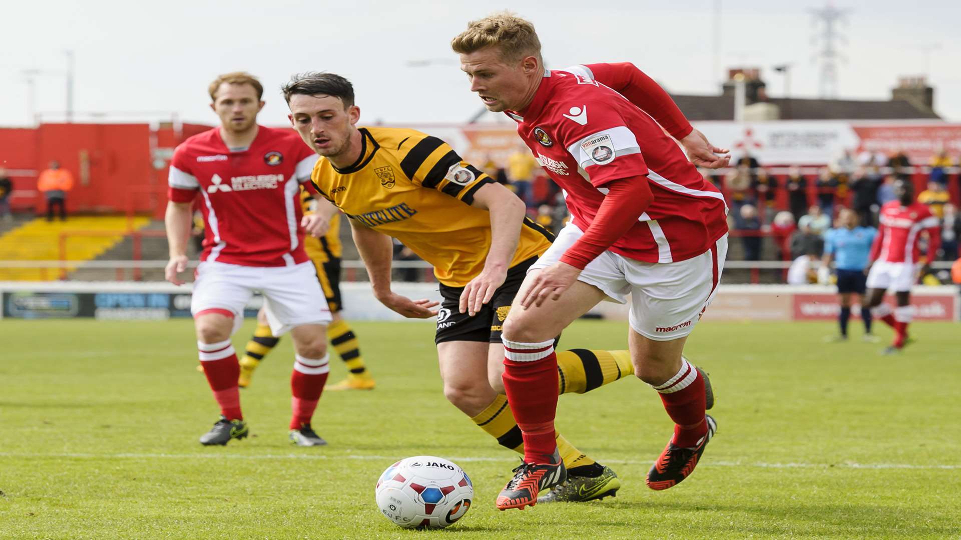 Jordan Parkes in action for Fleet in last season's play-off final defeat to Maidstone. Picture: Andy Payton