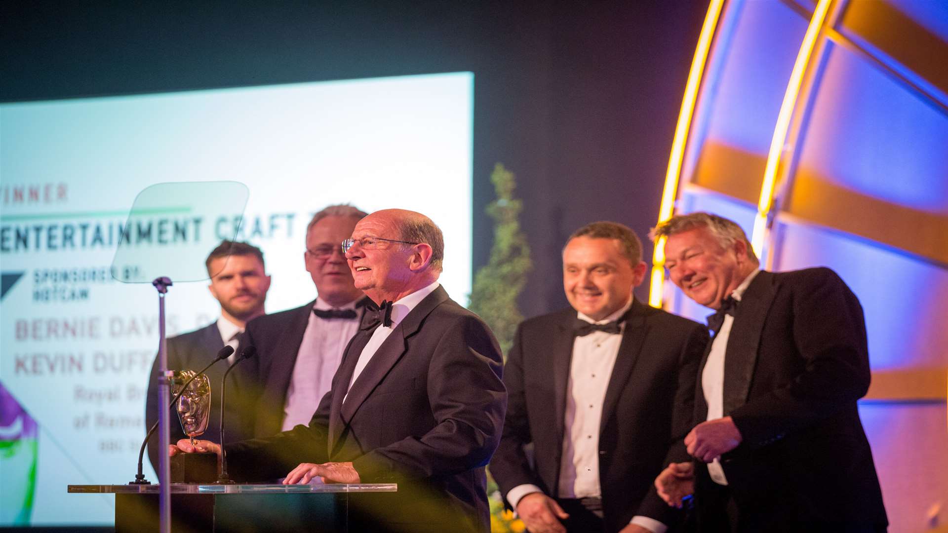 Bernie Davis, David Cole, Kevin Duff, Patrick Doherty who won the BAFTA for Royal British Legion Festival of Remembrance 2016. Picture supplied by BAFTA