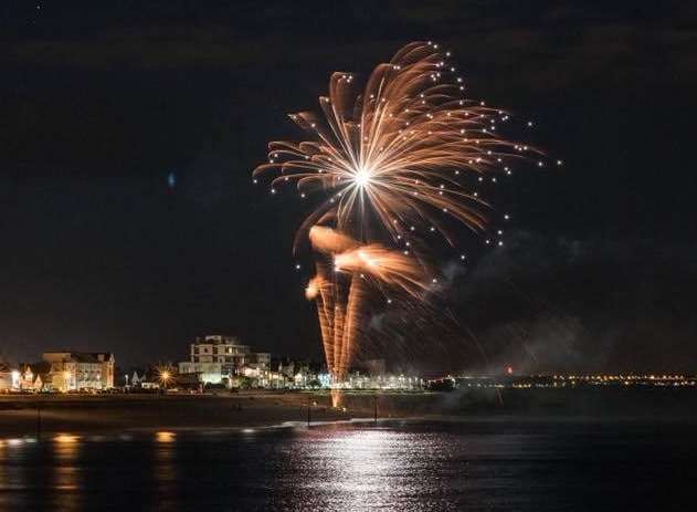 Fireworks containing Robert Fraser's ashes were set off on Deal beach. Picture: Calum Forrester