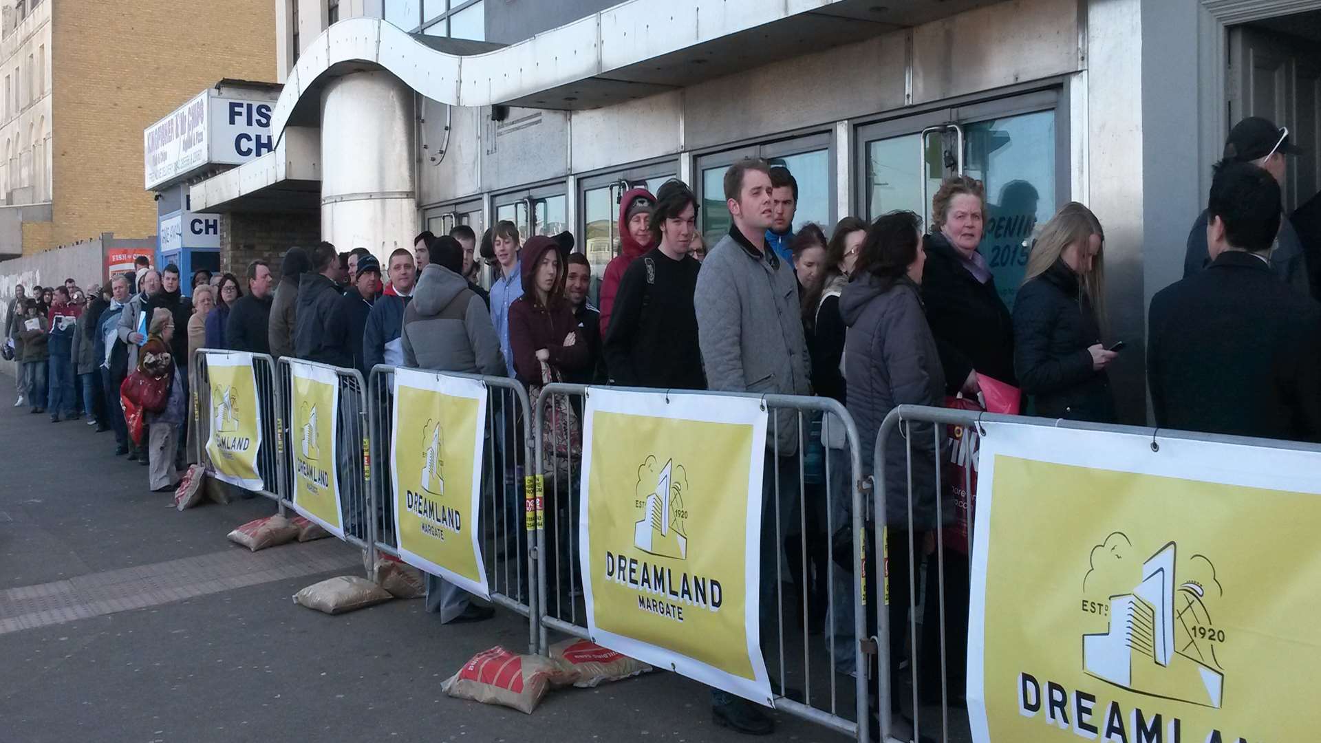 The queue for Dreamland's recruitment day yesterday.