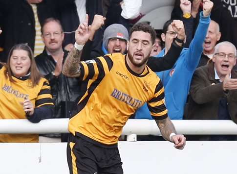 Liam Enver-Marum celebrates one of his five Maidstone goals Picture: Matthew Walker