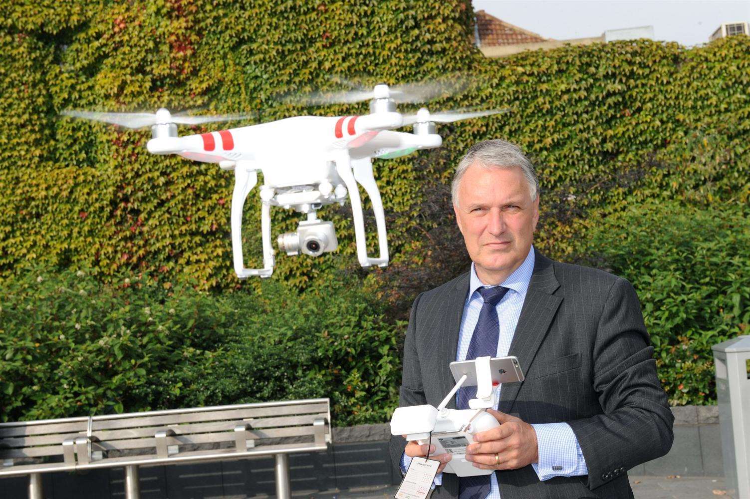 Nigel Miller says the drone is easy to control. Picture: Simon Hildrew