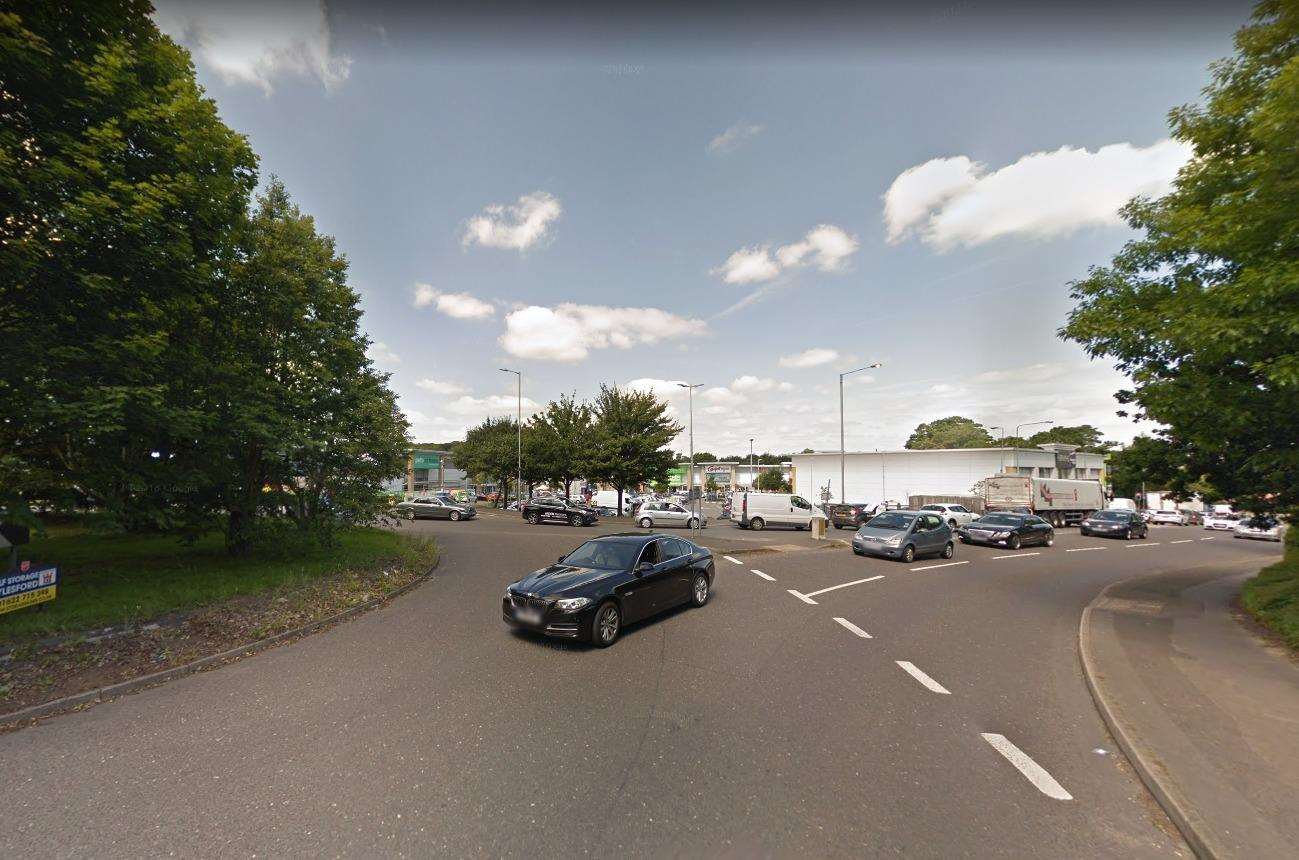 A man was approached by three men while sat in traffic in Mills Road, Aylesford, on Monday evening. Picture: Google Street View