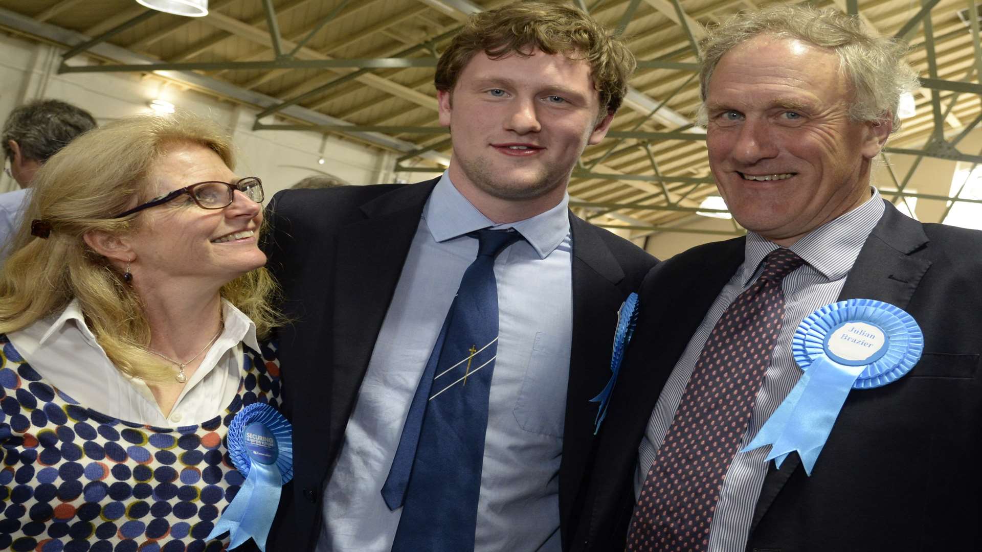 John Brazier (centre) with parents Kate and Sir Julian Brazier on the day of his election to the council in 2015.