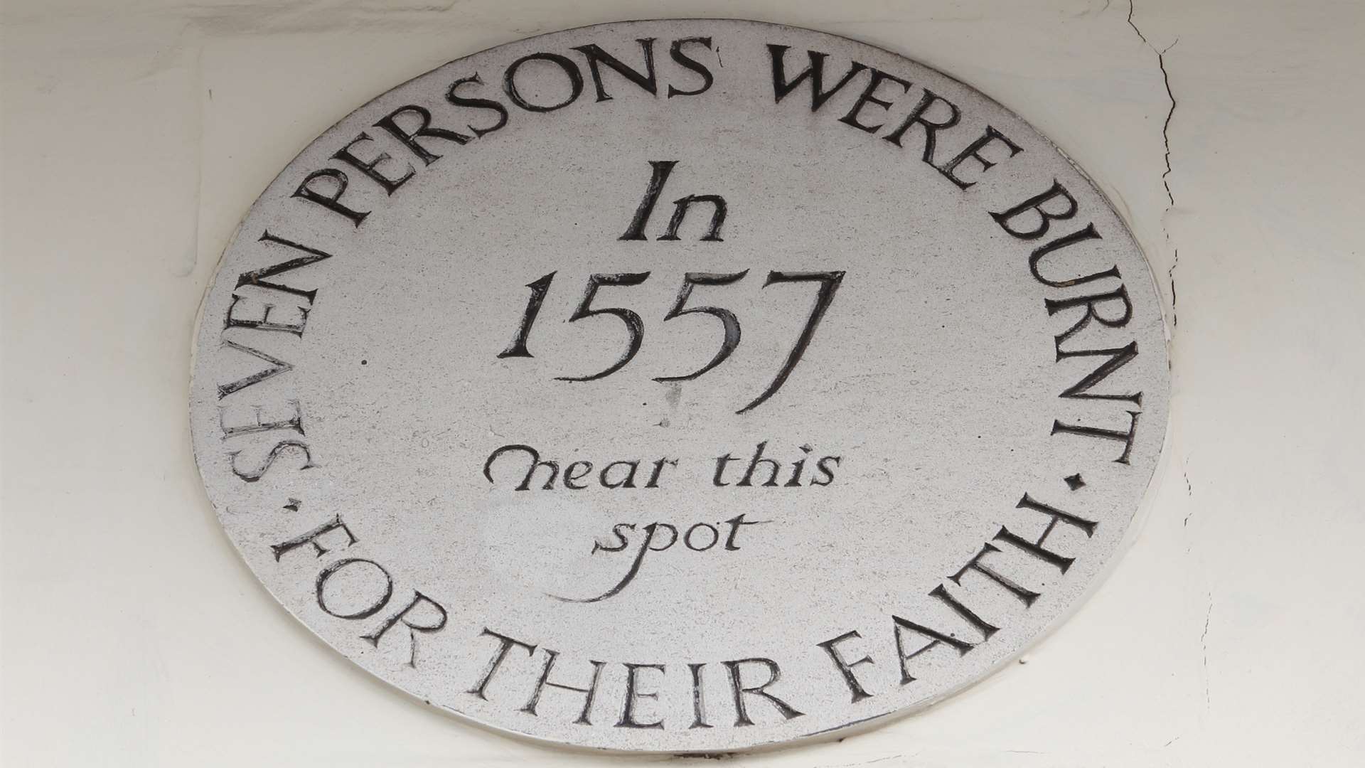 A plaque outside Drakes in Maidstone commemorates seven people burned for their beliefs