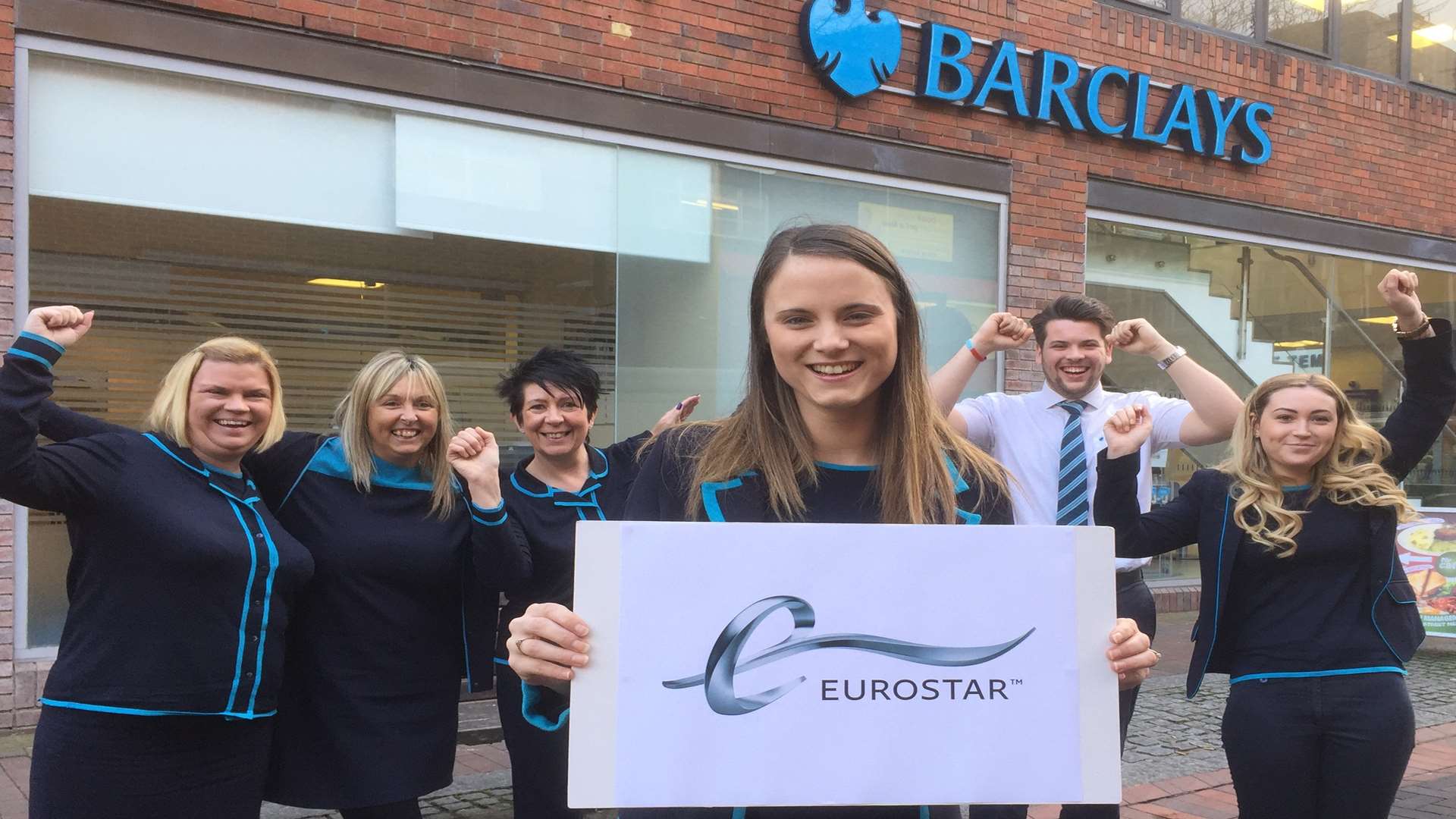 Laura Bauld, with colleagues at Barclays’ promote the Medway Big Quiz being staged on March 10.