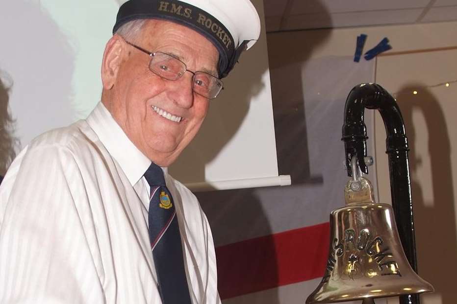 'Shiner' Wright with his old ship's bell