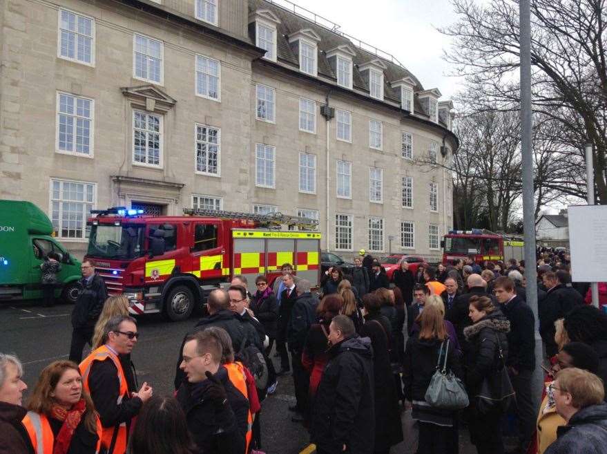 Maidstone's County Hall has been evacuated. Pic: KCC