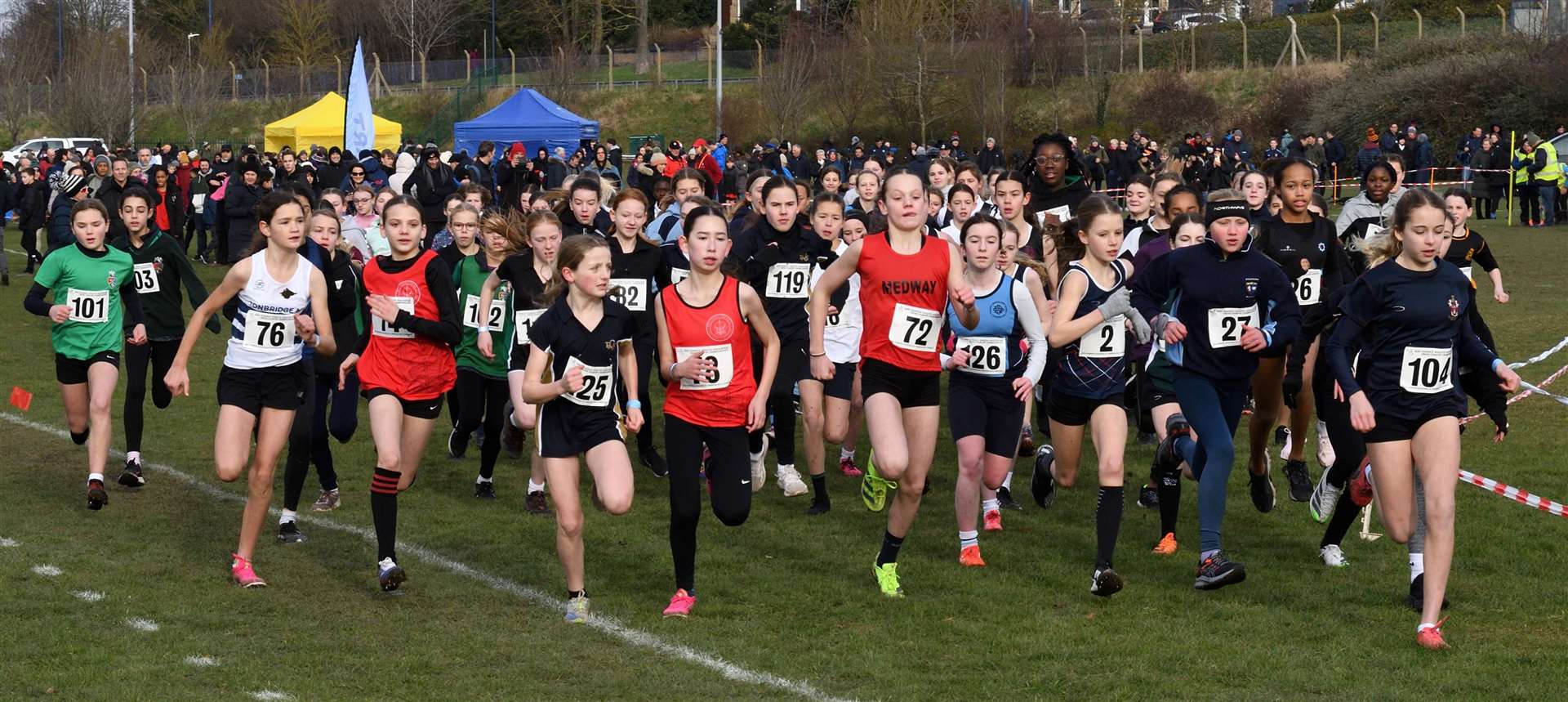 The Year 7 girls get their race under way. Picture: Simon Hildrew