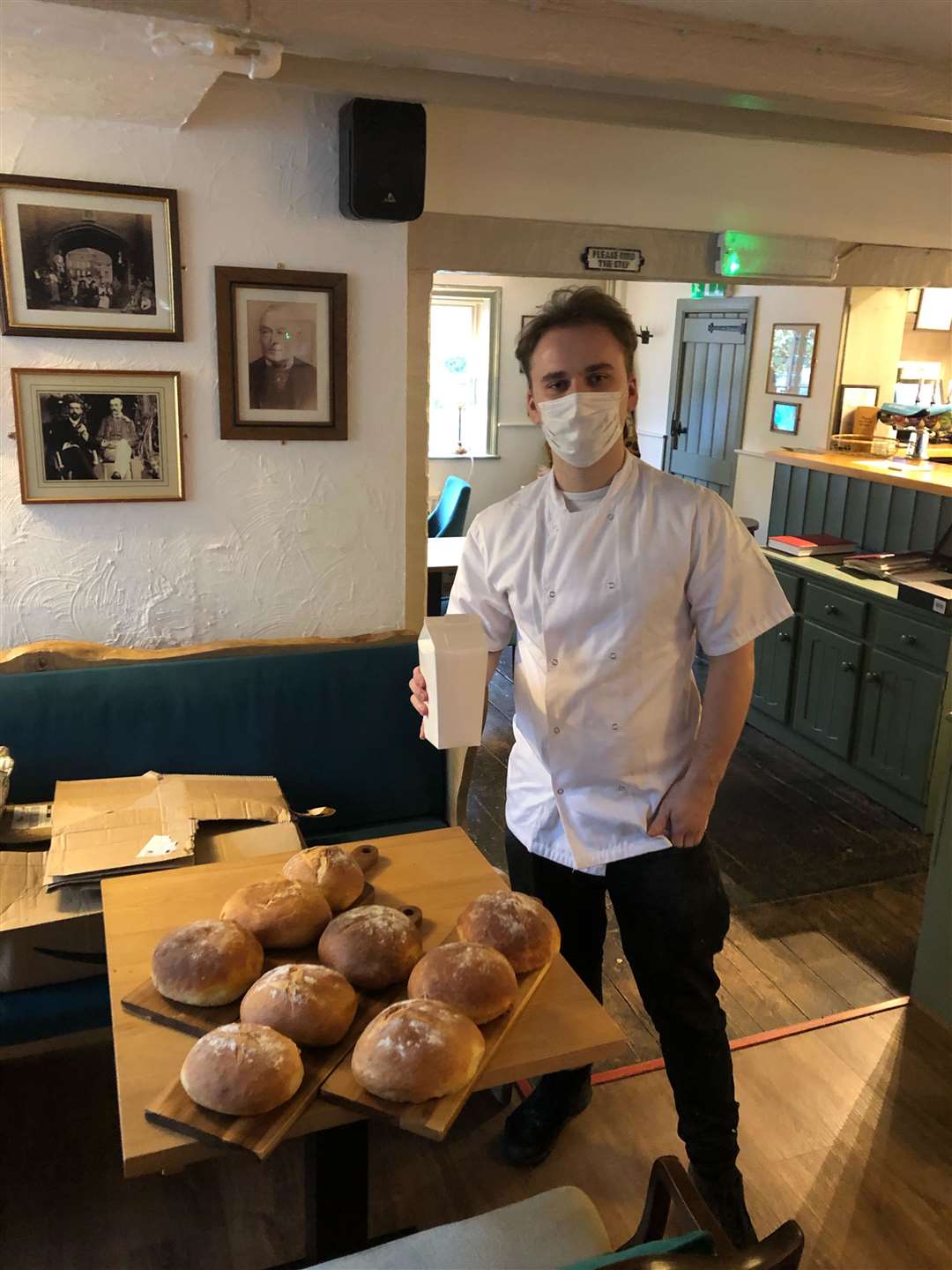 The Plough's chef Alex Yates with his home-made bread