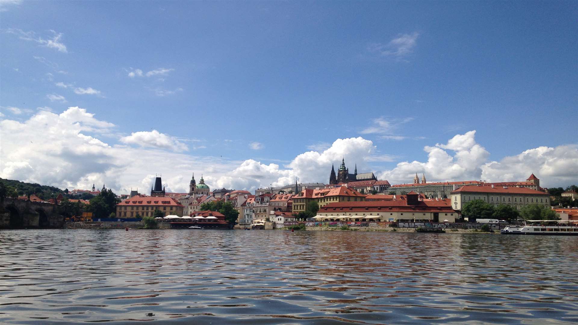 The Vltava river back towards Prague old town. Picture: Matt Leclere