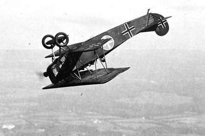 A First World War German Fokker aeroplane in action