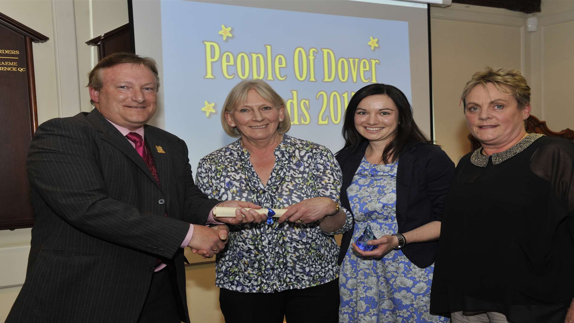 Three of the 150 volunteers receiving community and voluntary recognition at the People of Dover awards