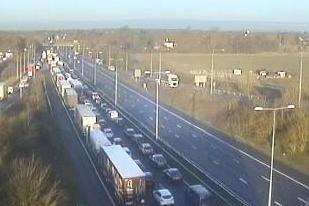 Queues on the M20. Picture: Highways England