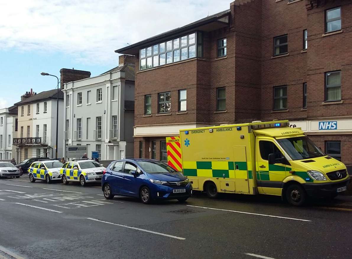 Three ambulances and a number of police cars rushed to Albion Place