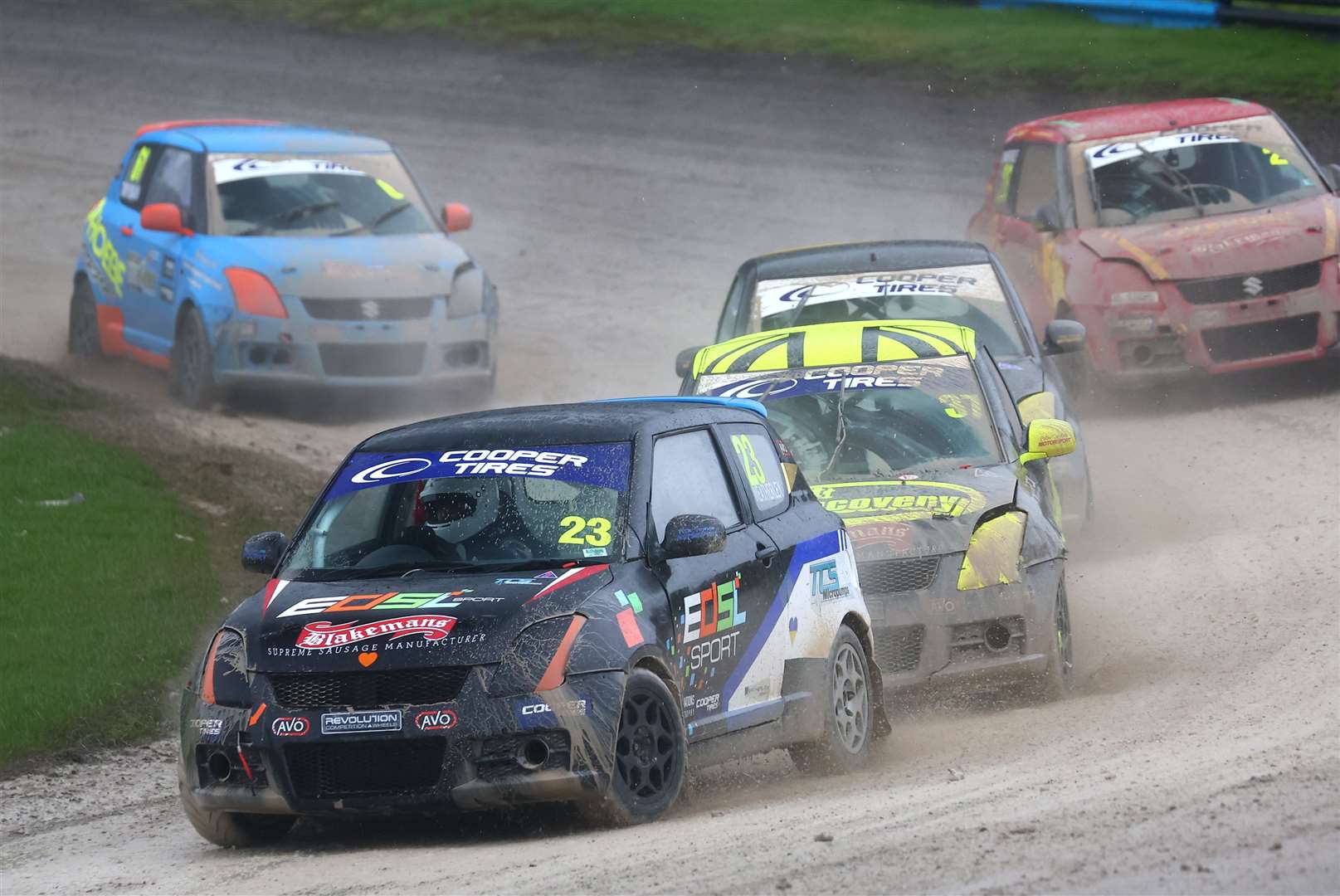 Max Weatherley (No.23) was in winning form on Saturday and Monday. Picture: British Rallycross