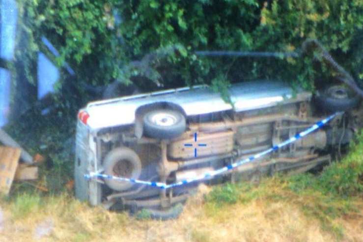 The crashed pick-up. Photo: NPAS