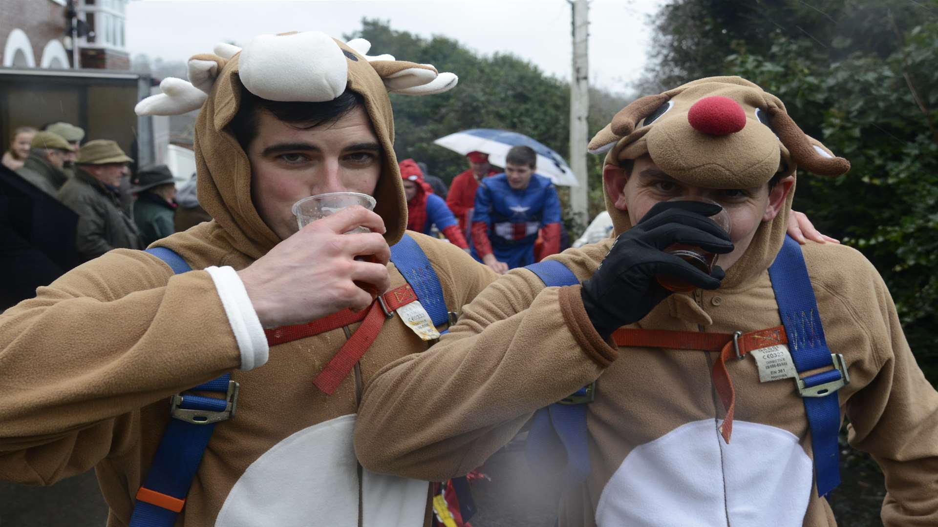 Pit stops at pubs in Sutton Valence are part of the annual New Year;s Day pram race