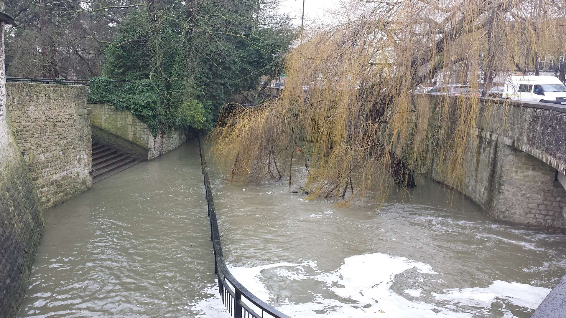 The River Medway's water levels were noticeably high