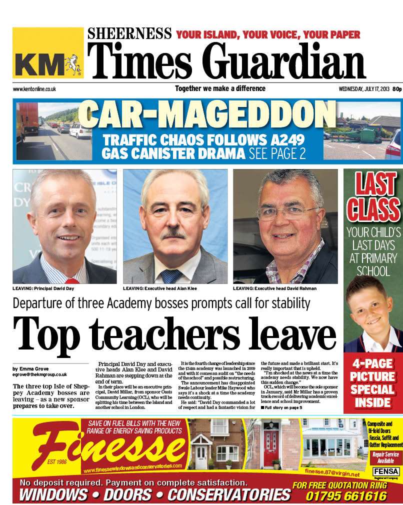 This week's Sheerness Times Guardian front page