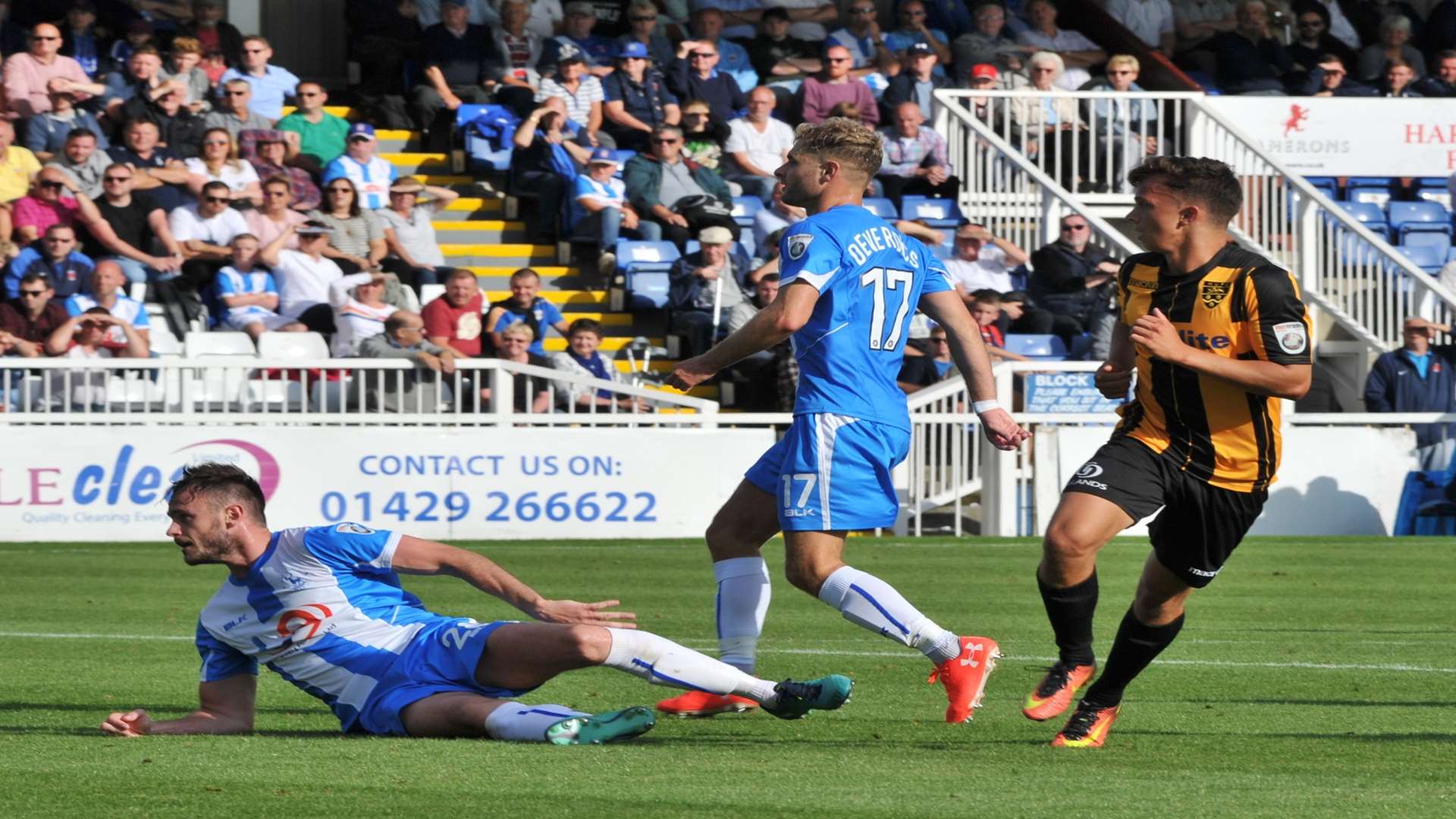 Johan ter Horst scores his first Maidstone goal up at Hartlepool Picture: Steve Terrell
