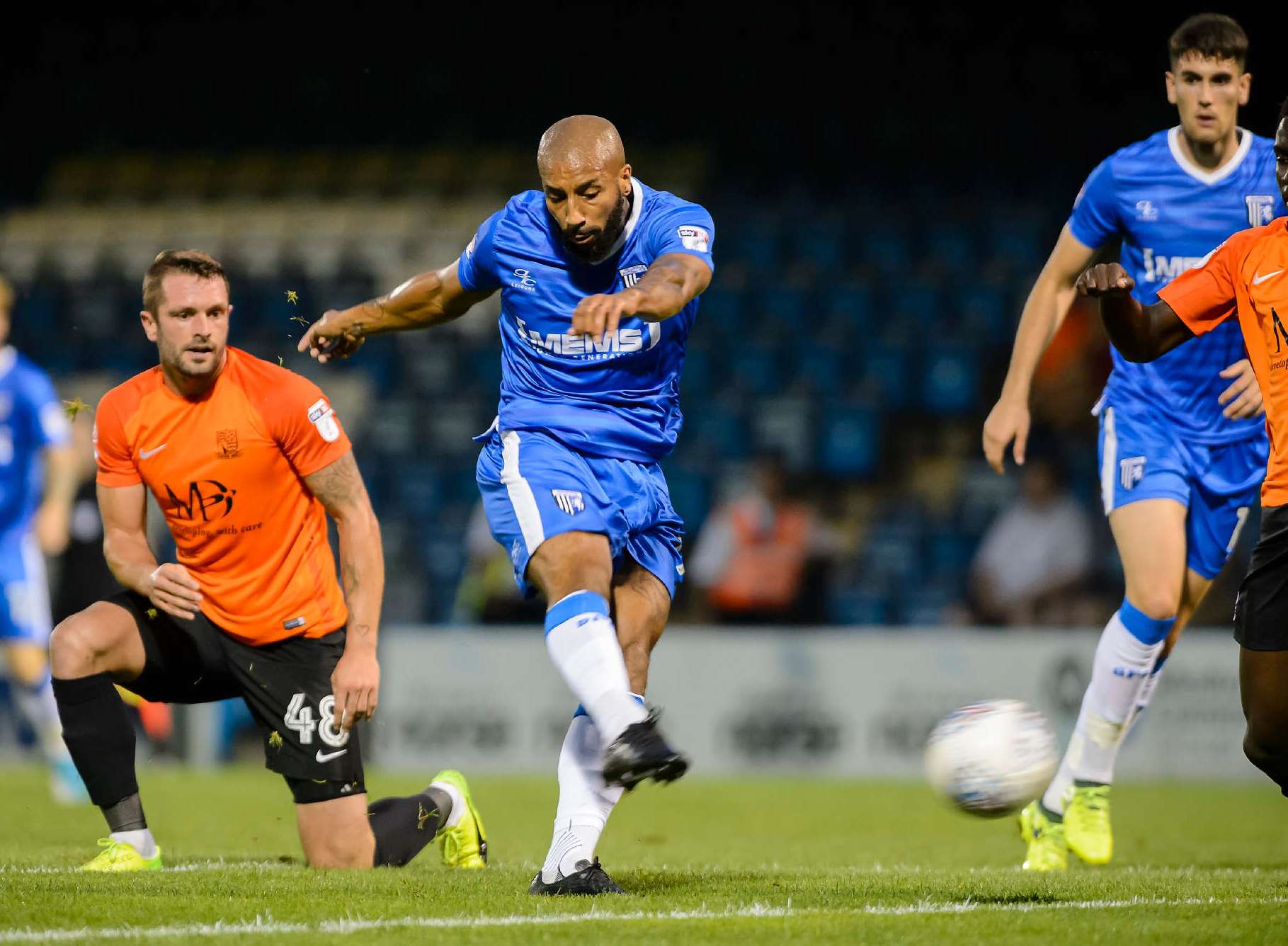 Josh Parker fires home the opening goal for Gillingham Picture: Andy Payton