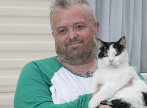 Frank the four-year-old cat saved his owner Robin from an alcohol addiction. Picture: Tim Stubbings