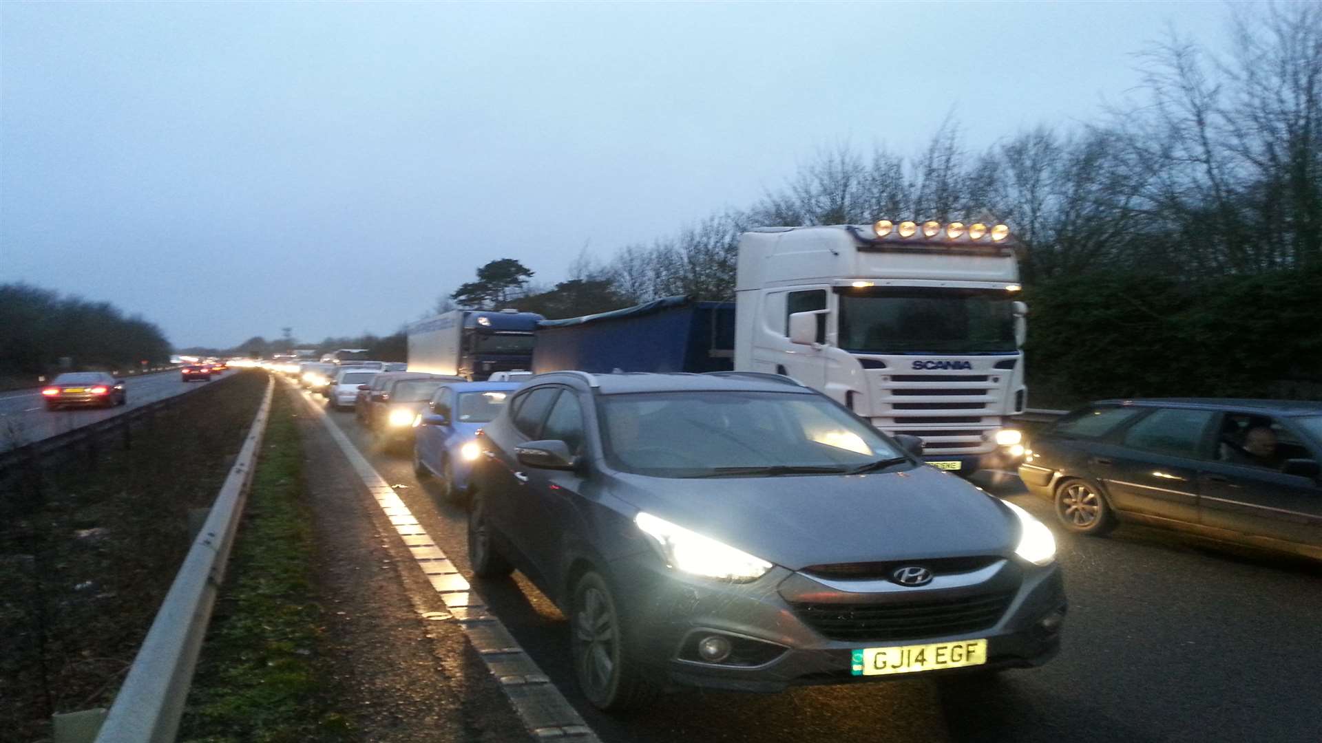 Delays on the M2 after a crash near Faversham. Picture: Barry Hollis