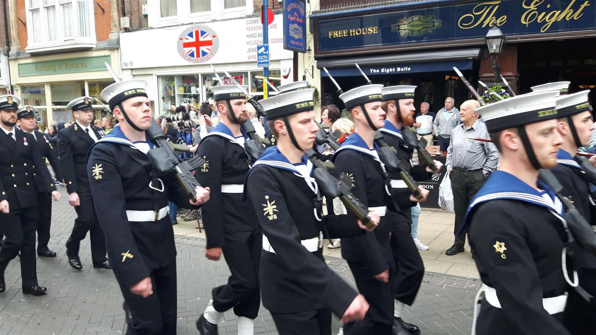 Sailors from HMS Somerset on the march