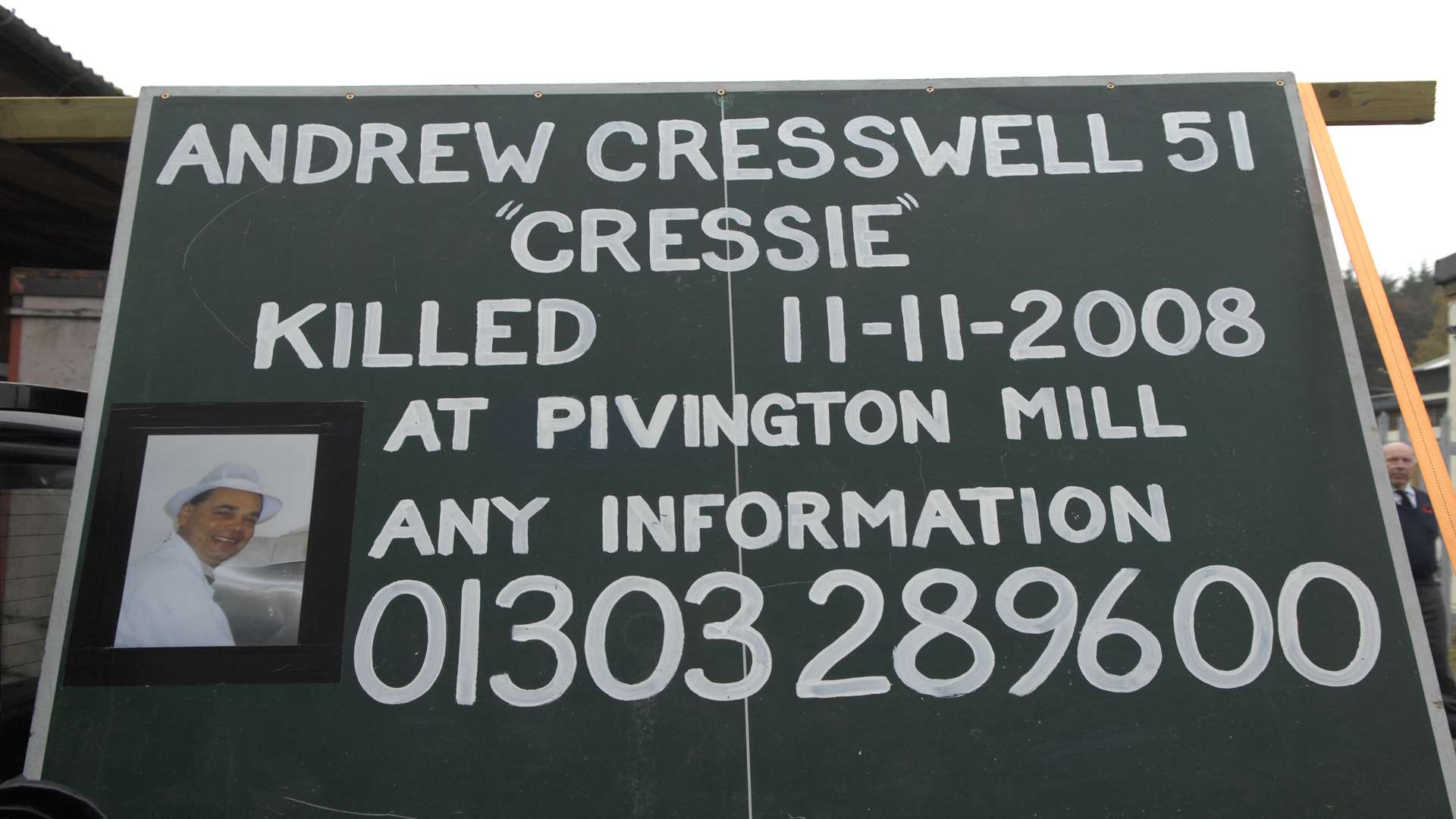 Biker friends from the 75 Club, along with friends and family unveiled a plaque to Andrew Cresswll who was murdered in 2008 at Pivington Mill industrial estate near Pluckley. Picture : Gary Browne