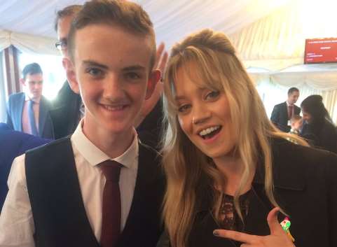 Jonjo and singer Kimberly Wyatt at the House of Lords. Picture: Jonjo Heuerman
