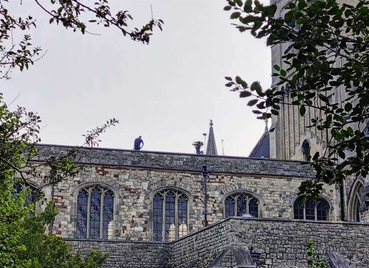 Scientists were spotted on the roof of Rochester Cathedral