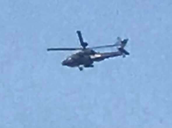 The choppers have been seen multiple times since Monday - including this sighting in Strood. Picture: Caron Dack