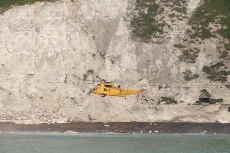 A man was rescued from a cliff fall at Fan Bay. Picture @RNLIDover