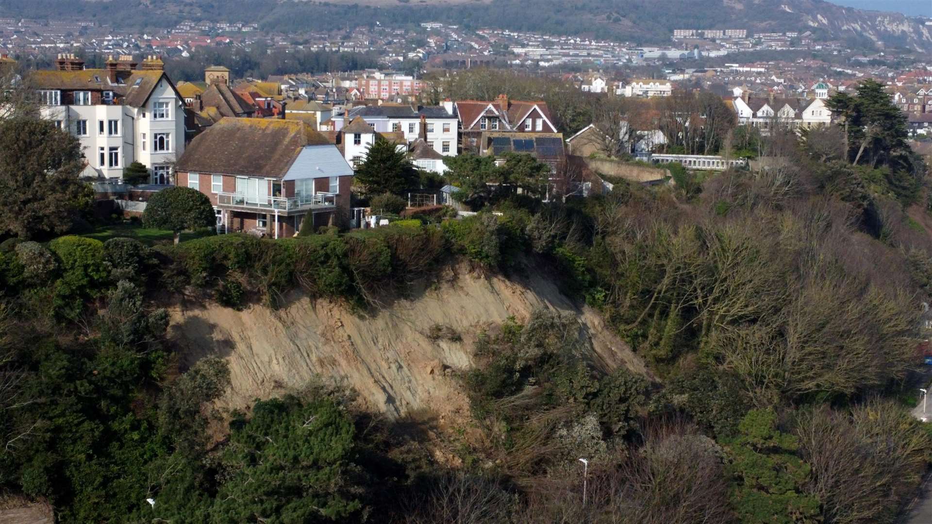 Scene of a landslide on the Road of Remembrance in Folkestone. Picture: Barry Goodwin