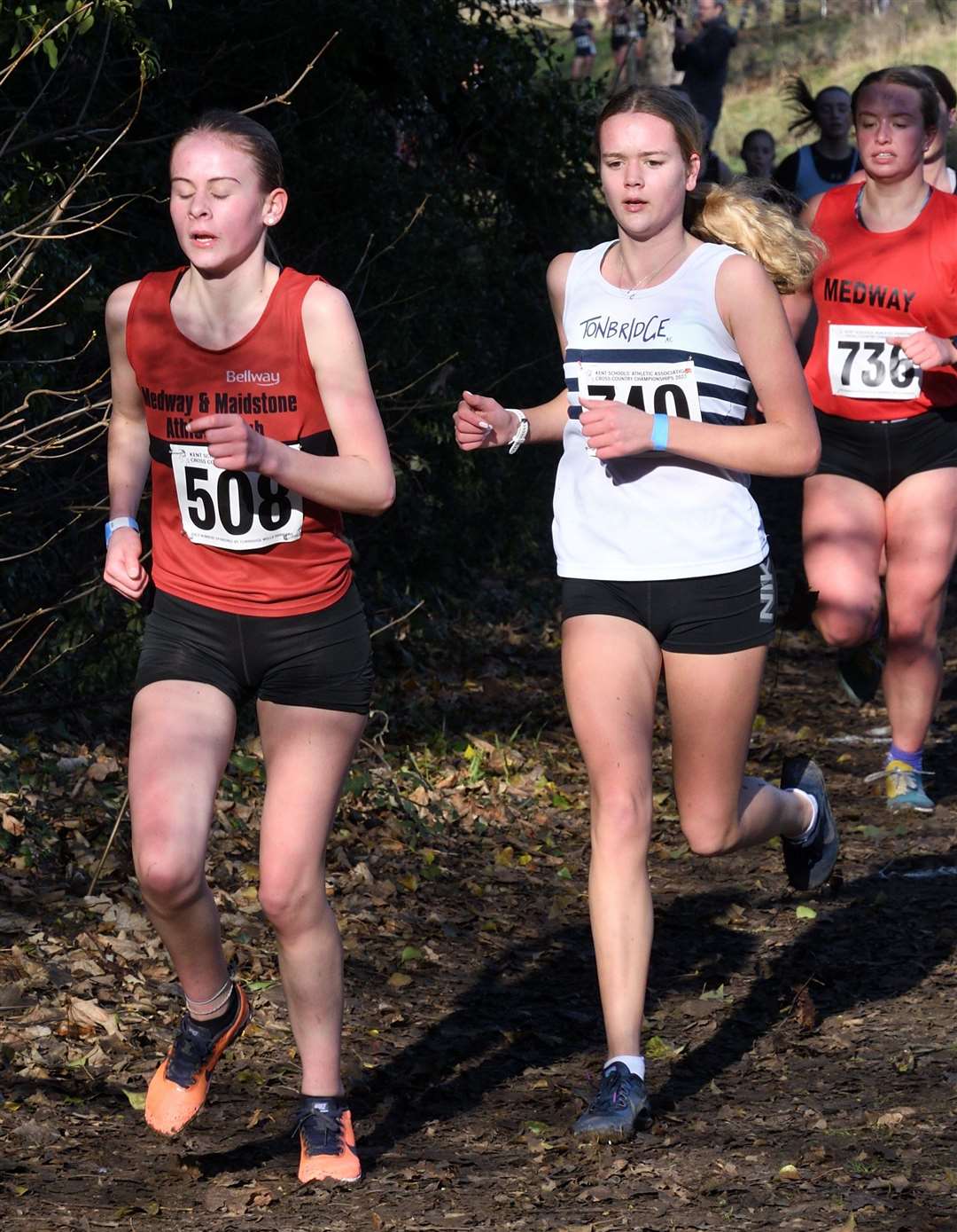 Swale's Heidi Hughes, left, in the intermediate girls' race. Picture: Simon Hildrew (62005965)
