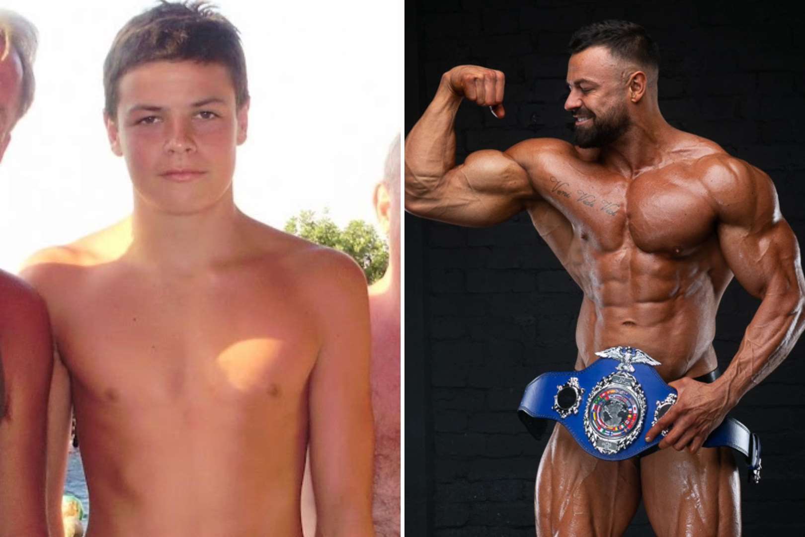 Tom Thorman, from Whitstable, before and after he bulked up. Picture: Thomas Thorman